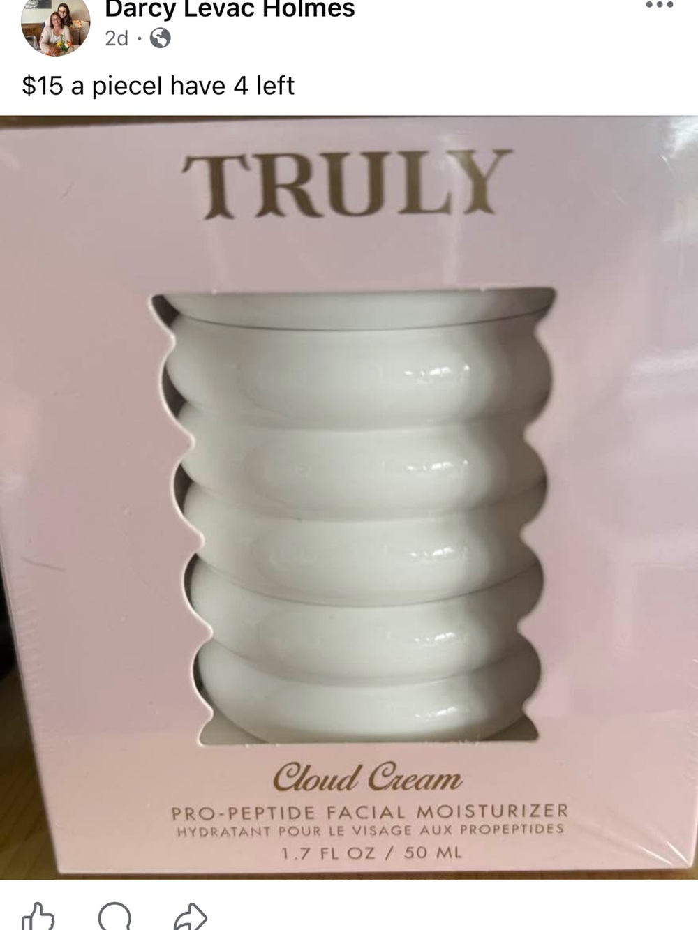 TRULY Cloud Cream Pro-Peptide Facial Moisturizer - White